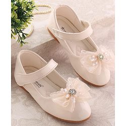 Cute Walk by Babyhug Velcro Closure Ballerina with Bow Applique - Beige