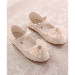 Cute Walk by Babyhug Velcro Closure Ballerina with Bow Applique - Beige