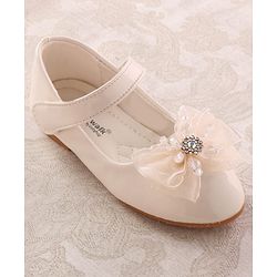 Cute Walk by Babyhug Velcro Closure Ballerina with Bow Applique - Beige