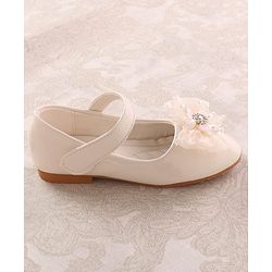 Cute Walk by Babyhug Velcro Closure Ballerina with Bow Applique - Beige