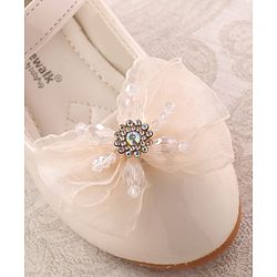 Cute Walk by Babyhug Velcro Closure Ballerina with Bow Applique - Beige