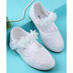 Cute Walk by Babyhug Ballerina with Corsage Applique & Glitter - White