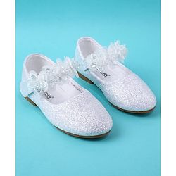 Cute Walk by Babyhug Ballerina with Corsage Applique & Glitter - White