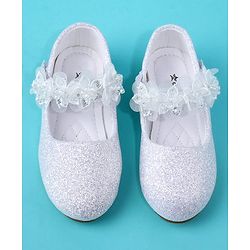 Cute Walk by Babyhug Ballerina with Corsage Applique & Glitter - White