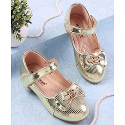 Cute Walk by Babyhug Velcro Closure Closed Toe Ballerina with Bow Applique - Golden
