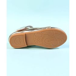 Cute Walk by Babyhug Velcro Closure Closed Toe Ballerina with Bow Applique - Golden