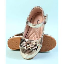 Cute Walk by Babyhug Velcro Closure Closed Toe Ballerina with Bow Applique - Golden