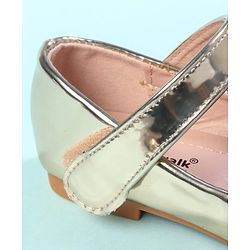 Cute Walk by Babyhug Velcro Closure Closed Toe Ballerina with Bow Applique - Golden