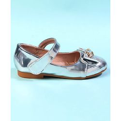 Cute Walk by Babyhug Velcro Closure Closed Toe Ballerina with Bow Applique - Golden