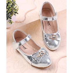 Cute Walk by Babyhug Velcro Closure Closed Toe Ballerina with Bow Applique - Golden