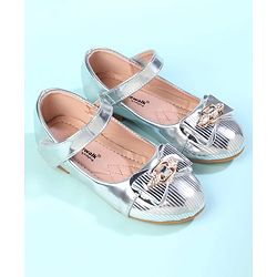 Cute Walk by Babyhug Velcro Closure Closed Toe Ballerina with Bow Applique - Golden