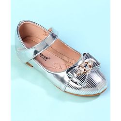 Cute Walk by Babyhug Velcro Closure Closed Toe Ballerina with Bow Applique - Golden