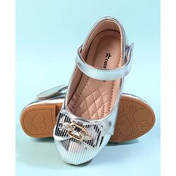 Cute Walk by Babyhug Velcro Closure Closed Toe Ballerina with Bow Applique - Golden