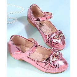 Cute Walk by Babyhug Velcro Closure Closed Toe Ballerina with Bow Applique - Golden