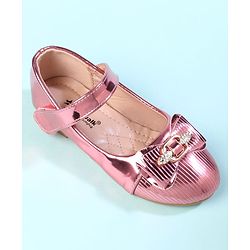 Cute Walk by Babyhug Velcro Closure Closed Toe Ballerina with Bow Applique - Golden