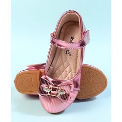 Cute Walk by Babyhug Velcro Closure Closed Toe Ballerina with Bow Applique - Golden