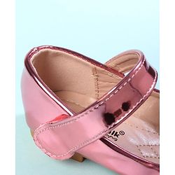 Cute Walk by Babyhug Velcro Closure Closed Toe Ballerina with Bow Applique - Golden
