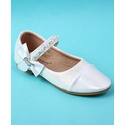 Cute Walk by Babyhug Velcro Closure Ballerina With Pearl Design - White