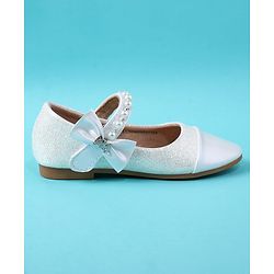 Cute Walk by Babyhug Velcro Closure Ballerina With Pearl Design - White