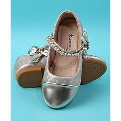 Cute Walk by Babyhug Velcro Closure Ballerina With Pearl Design - White