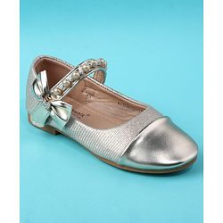 Cute Walk by Babyhug Velcro Closure Ballerina With Pearl Design - White