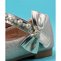 Cute Walk by Babyhug Velcro Closure Ballerina With Pearl Design - White