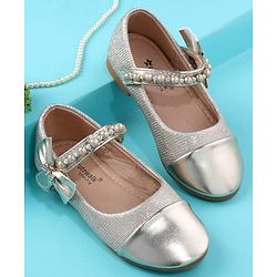 Cute Walk by Babyhug Velcro Closure Ballerina With Pearl Design - White