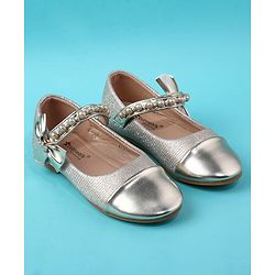 Cute Walk by Babyhug Velcro Closure Ballerina With Pearl Design - White
