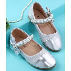Cute Walk by Babyhug Velcro Closure Ballerina With Pearl Design - White