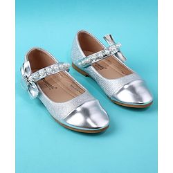 Cute Walk by Babyhug Velcro Closure Ballerina With Pearl Design - White