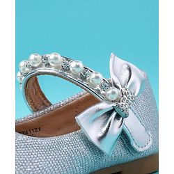 Cute Walk by Babyhug Velcro Closure Ballerina With Pearl Design - White