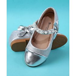Cute Walk by Babyhug Velcro Closure Ballerina With Pearl Design - White