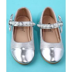 Cute Walk by Babyhug Velcro Closure Ballerina With Pearl Design - White