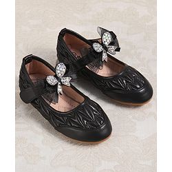 Cute Walk by Babyhug Velcro Closure Ballerina with Bow Applique - Black