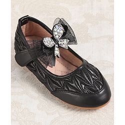 Cute Walk by Babyhug Velcro Closure Ballerina with Bow Applique - Black