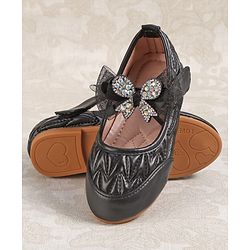 Cute Walk by Babyhug Velcro Closure Ballerina with Bow Applique - Black