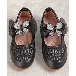 Cute Walk by Babyhug Velcro Closure Ballerina with Bow Applique - Black