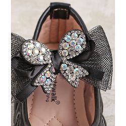 Cute Walk by Babyhug Velcro Closure Ballerina with Bow Applique - Black