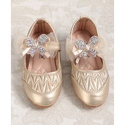Cute Walk by Babyhug Velcro Closure Ballerina with Bow Applique - Black