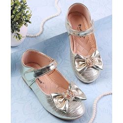 Cute Walk by Babyhug Velcro Closure Ballerina With Bow Applique - Golden