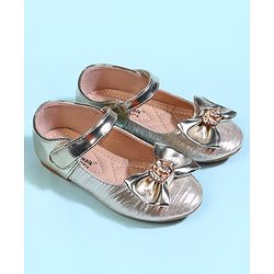 Cute Walk by Babyhug Velcro Closure Ballerina With Bow Applique - Golden