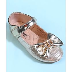 Cute Walk by Babyhug Velcro Closure Ballerina With Bow Applique - Golden