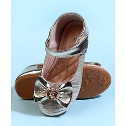 Cute Walk by Babyhug Velcro Closure Ballerina With Bow Applique - Golden
