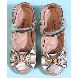 Cute Walk by Babyhug Velcro Closure Ballerina With Bow Applique - Golden