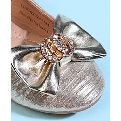 Cute Walk by Babyhug Velcro Closure Ballerina With Bow Applique - Golden