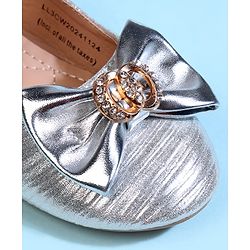 Cute Walk by Babyhug Velcro Closure Ballerina With Bow Applique - Golden