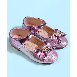Cute Walk by Babyhug Velcro Closure Ballerina With Bow Applique - Golden