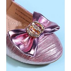 Cute Walk by Babyhug Velcro Closure Ballerina With Bow Applique - Golden