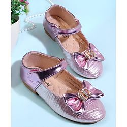 Cute Walk by Babyhug Velcro Closure Ballerina With Bow Applique - Golden