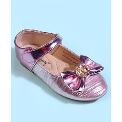 Cute Walk by Babyhug Velcro Closure Ballerina With Bow Applique - Golden